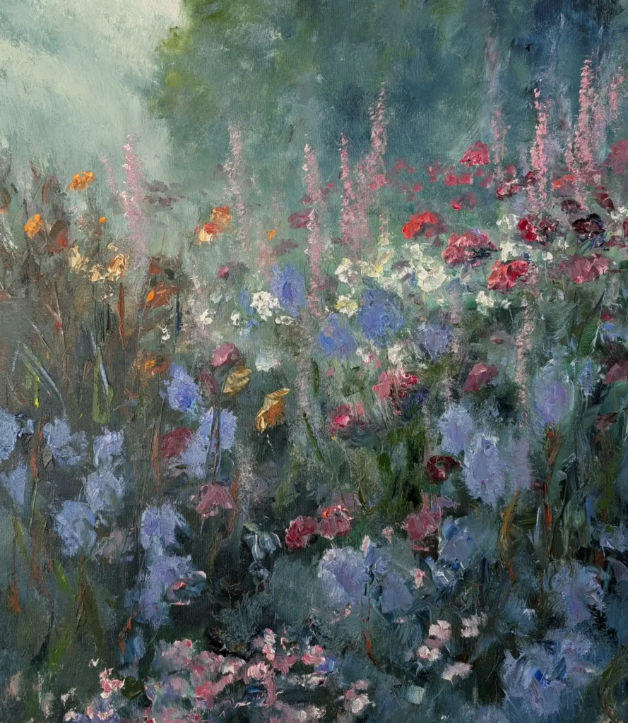 Vildblommor i morgondis